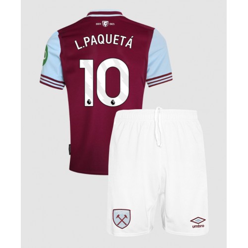 Fotballdrakt Barn West Ham United Lucas Paqueta #10 Hjemmedraktsett 2024-25 Kortermet (+ Korte bukser)